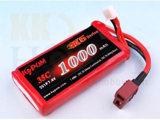[KP2-1000F]【71x34.5x13mm Flat】 リポバッテリー KYPOM K6 7.4V 1000mA 35C-70C
